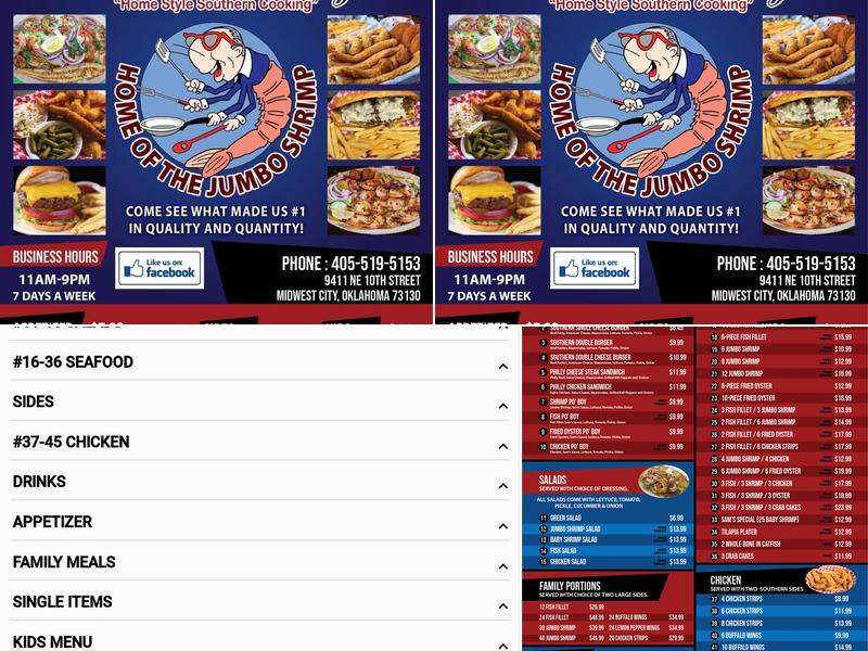 Sam’s Southern Eatery Menu
