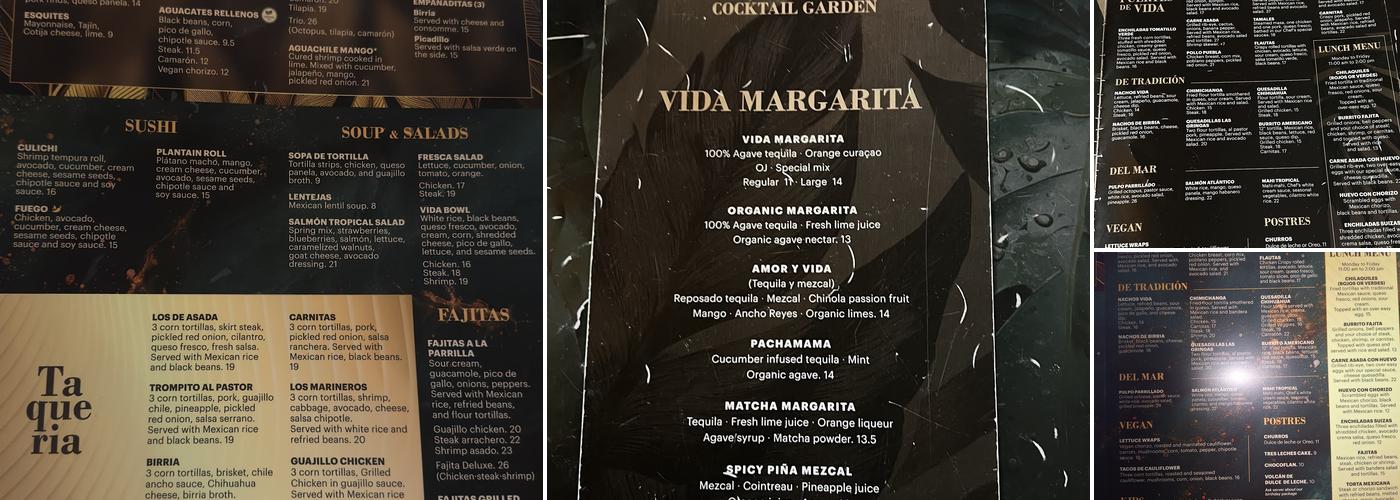 Vida Cocina & Tequila Menu