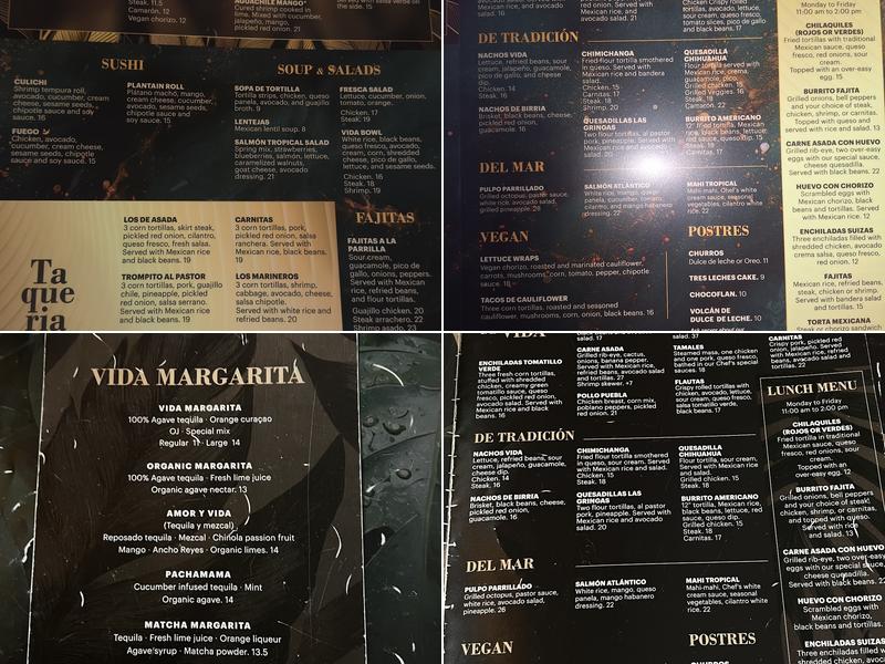 Vida Cocina & Tequila Menu