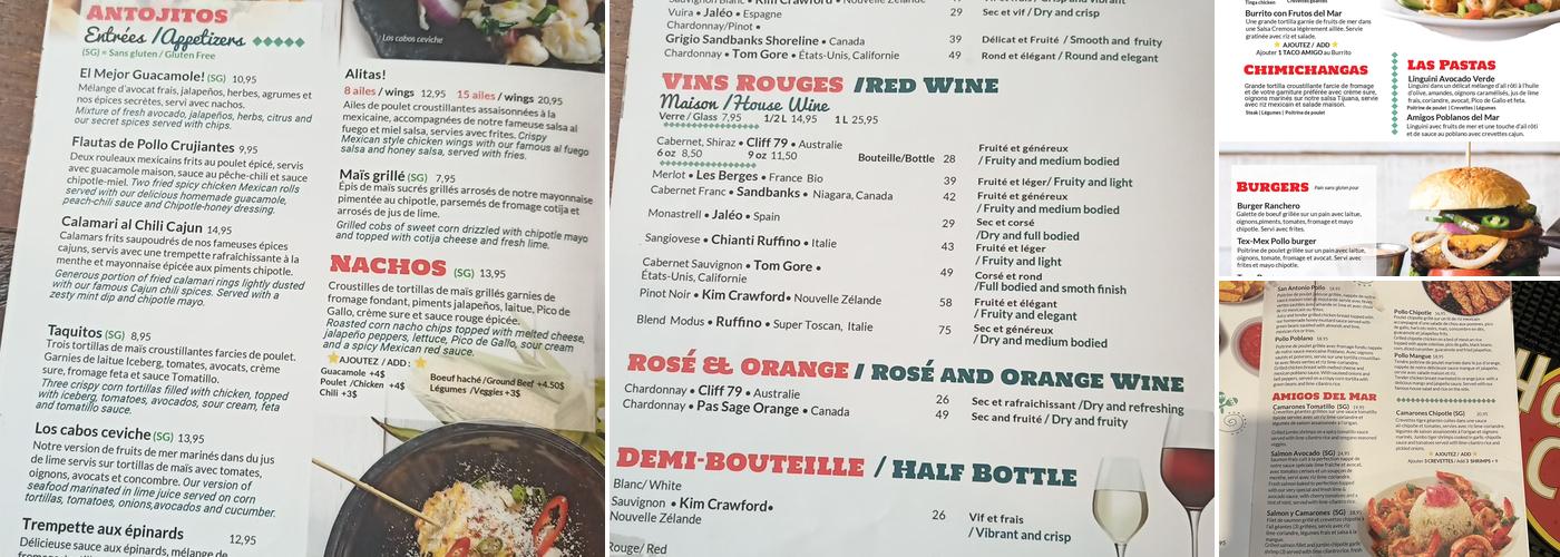 3 Amigos (Vieux-Montréal) Menu