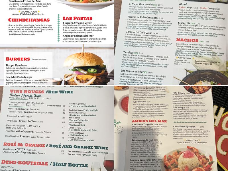 3 Amigos (Vieux-Montréal) Menu