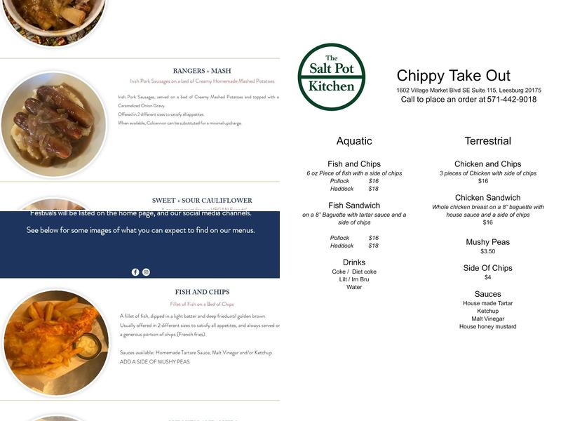 The Salt Pot Kitchen Chippy Menu