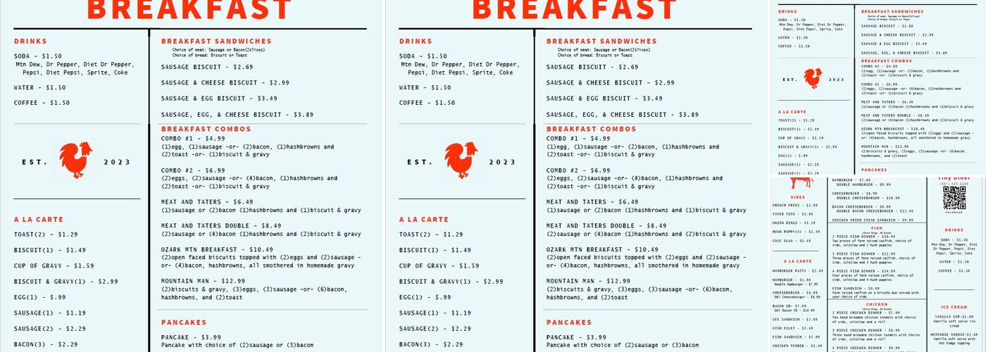 T’s Tiny Diner Menu