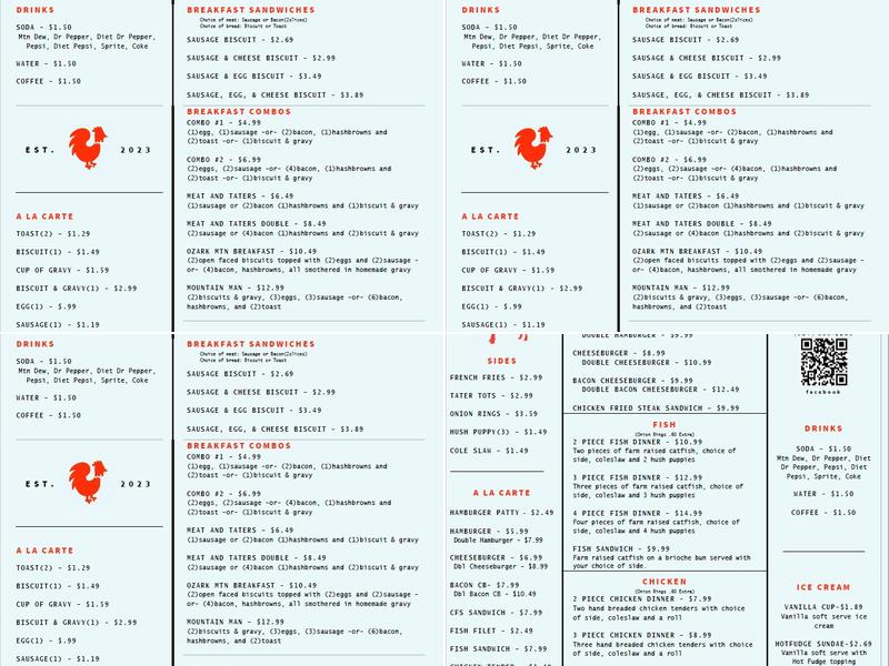 T’s Tiny Diner Menu
