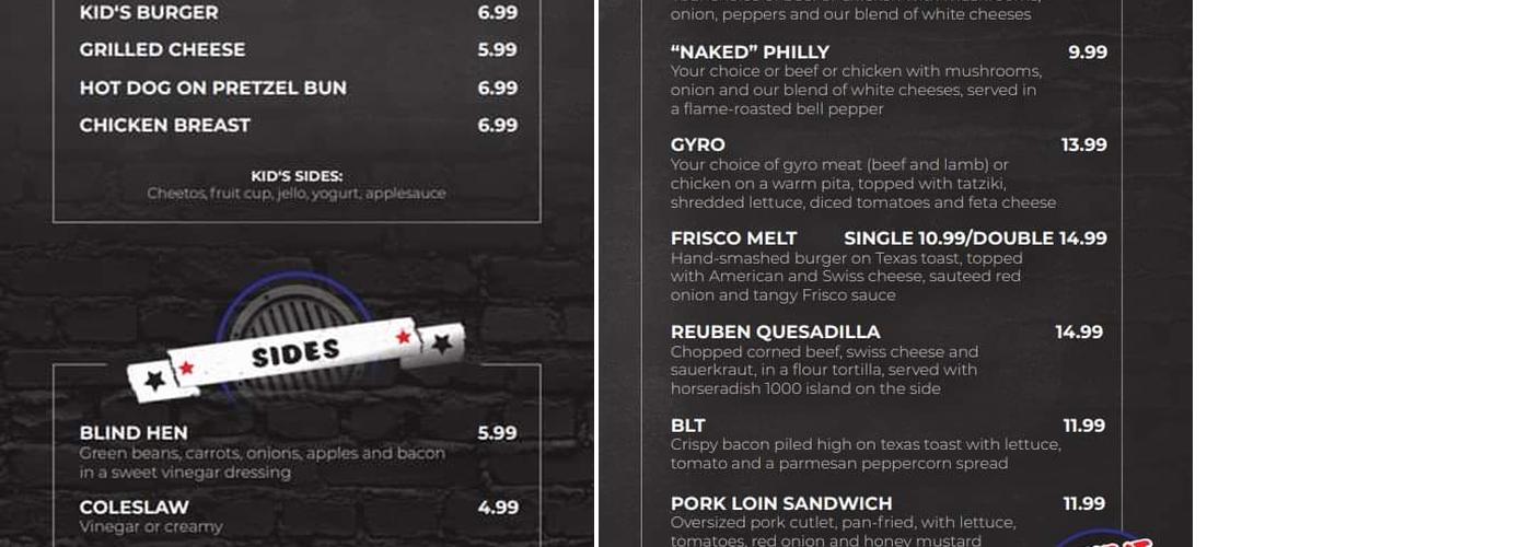 Willie's Phillys Menu