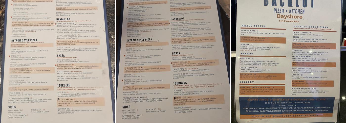 Backlot Pizza + Kitchen Menu