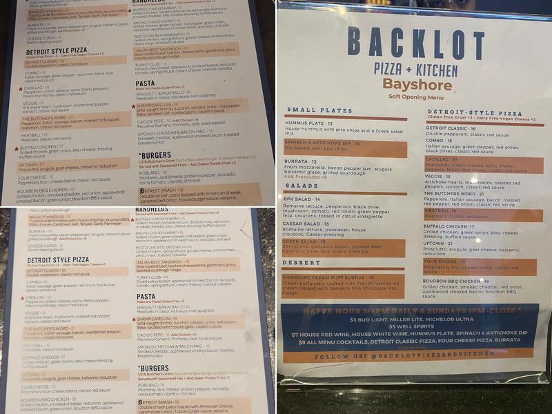 Backlot Pizza + Kitchen Menu
