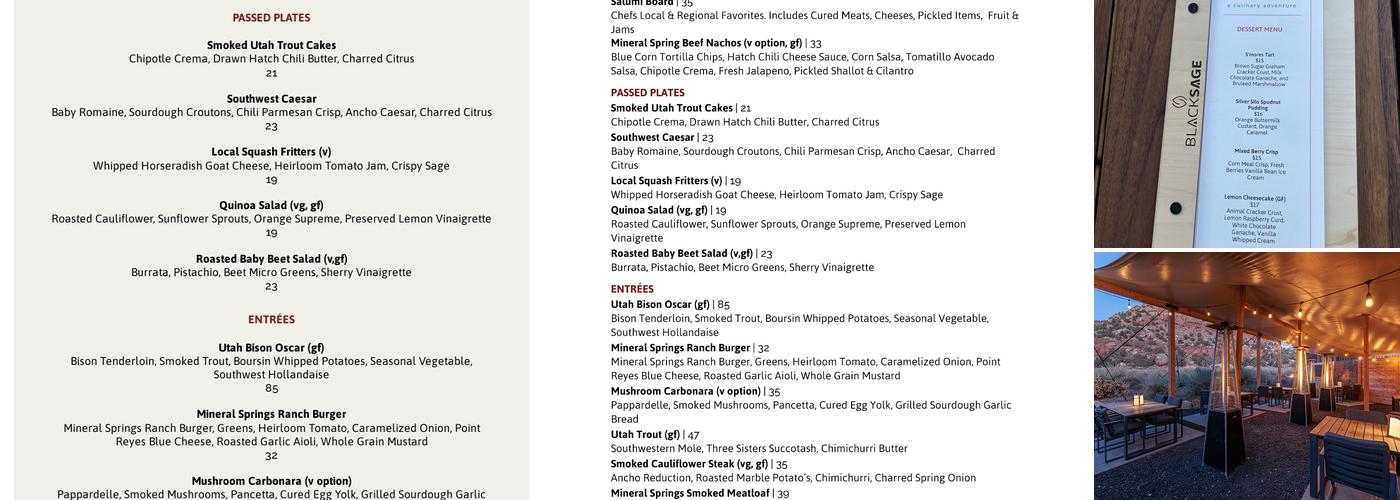 Black Sage Menu