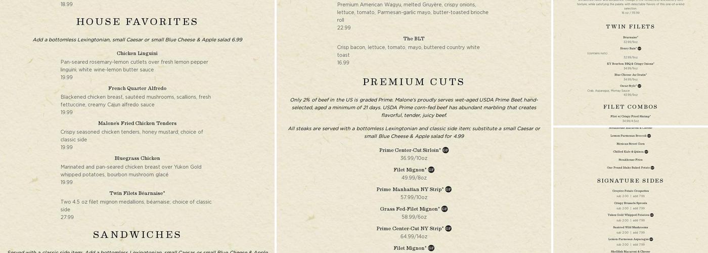 Harry's American Bar & Grill Menu