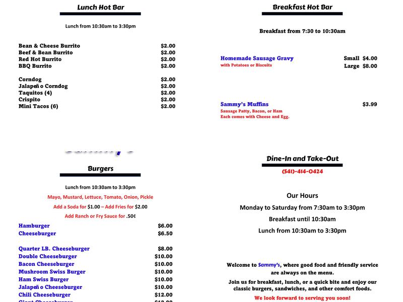 Sammy's Menu