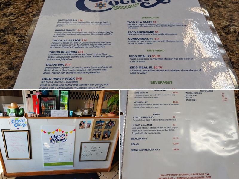 China’s Cocina Menu