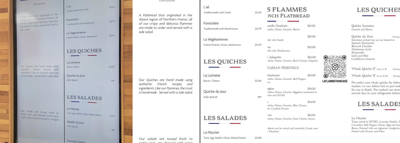 La Flamme Française Menu