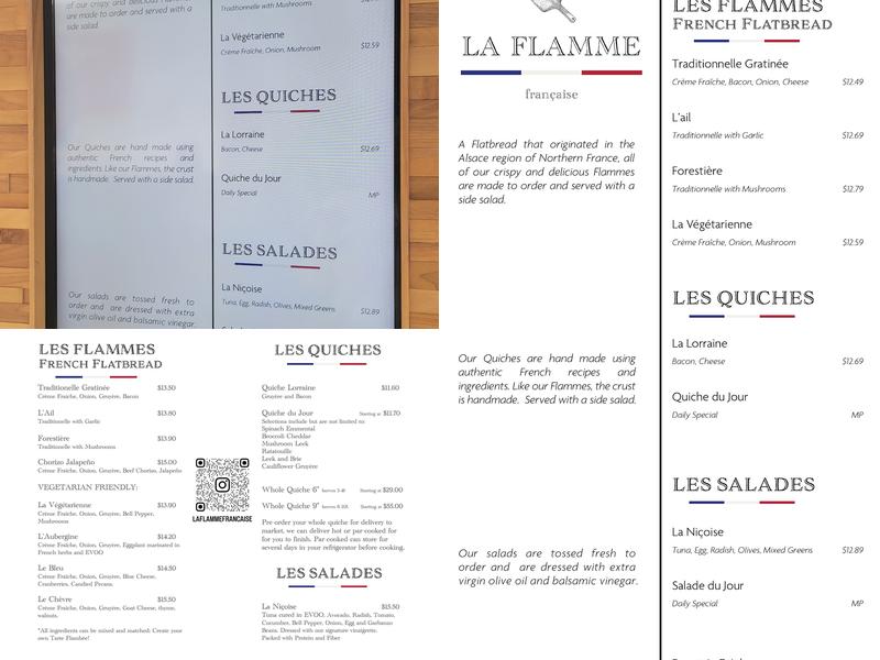 La Flamme Française Menu