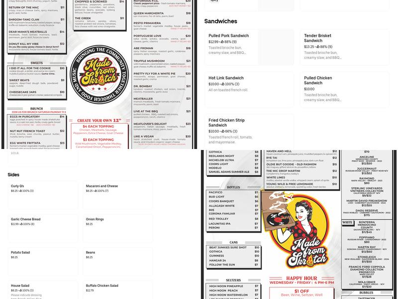 Made From Skratch Pizza Kitchen Menu