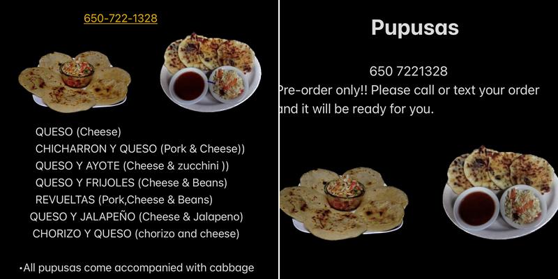 Pupusas Menu