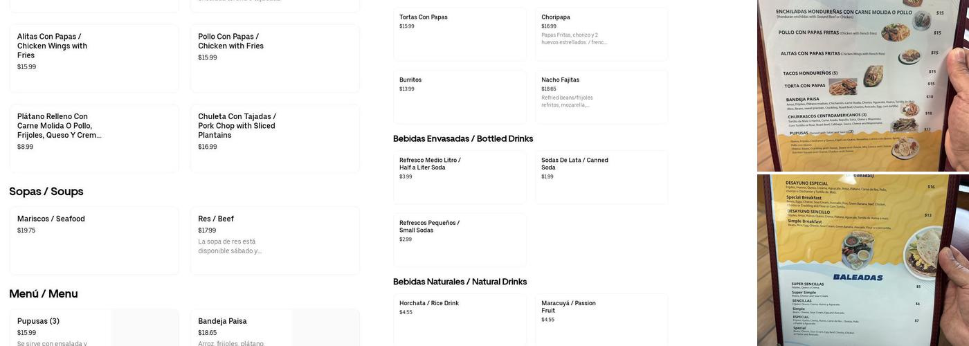 Ruta Catracha Restaurante Menu