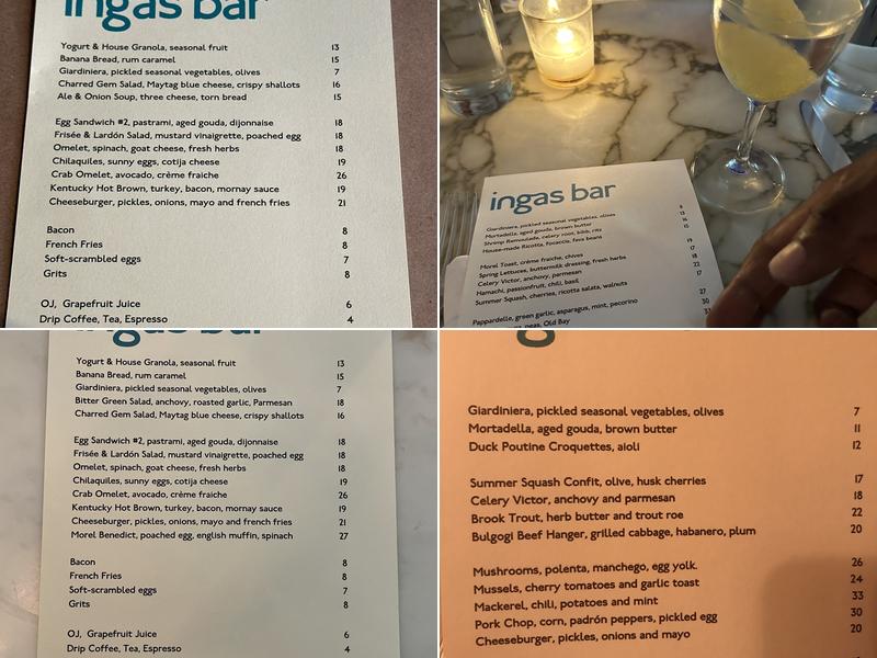 Ingas Bar Menu