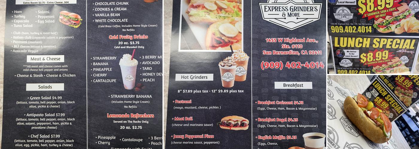 Express Grinders & More Menu