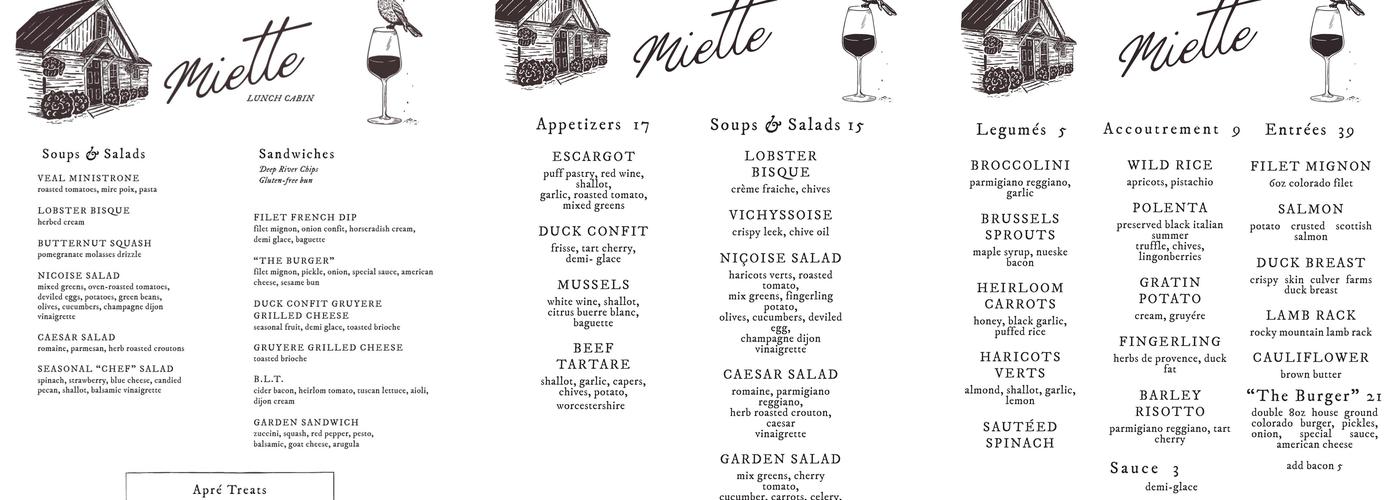 Miette Menu