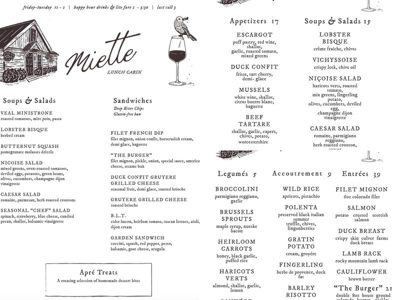 Miette Menu