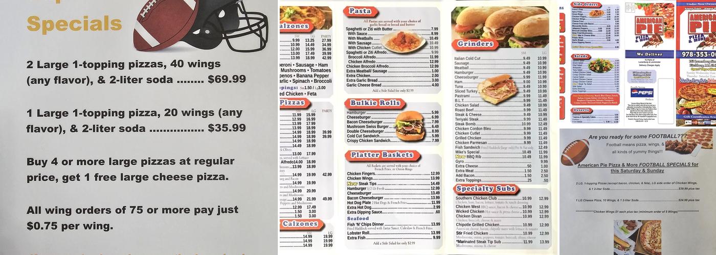 American Pie Pizza and More Menu