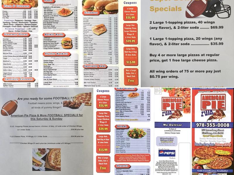 American Pie Pizza and More Menu