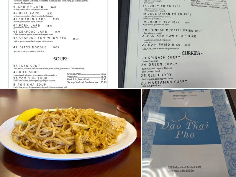 Dao Thai Pho Menu