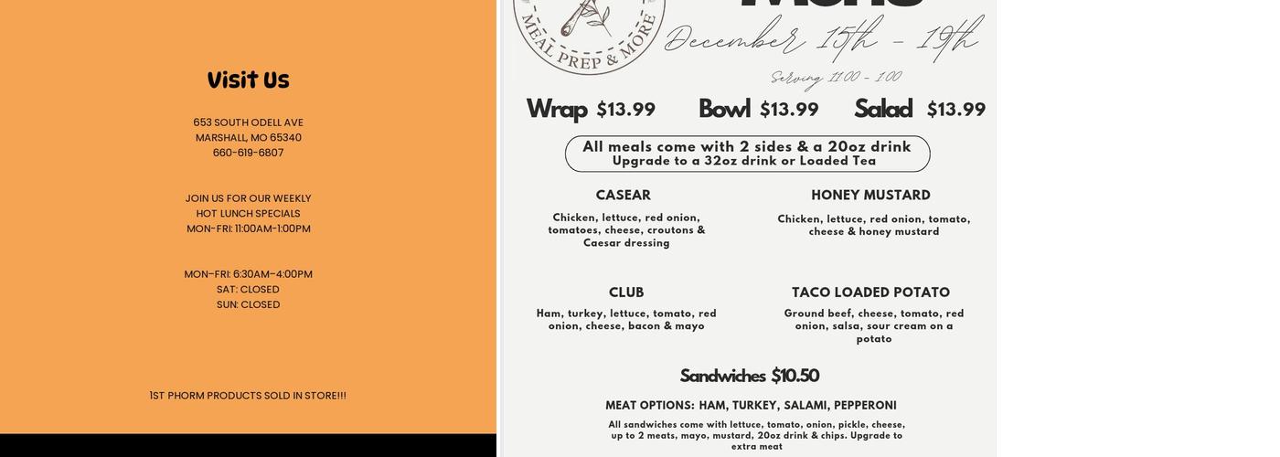 Easy Eats Marshall Menu