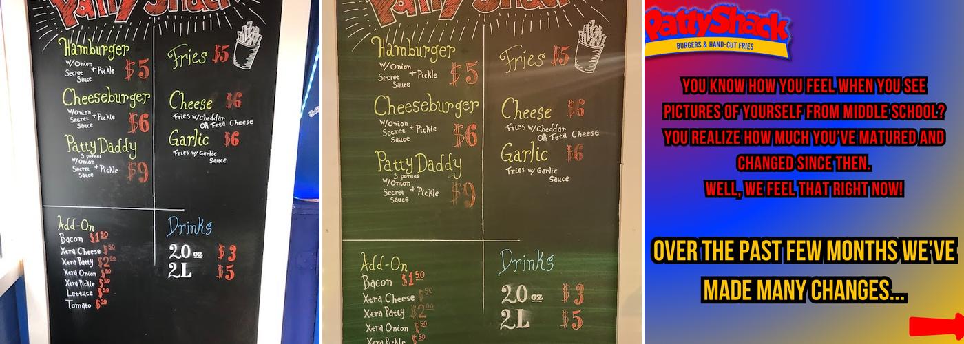 The Patty Shack Menu