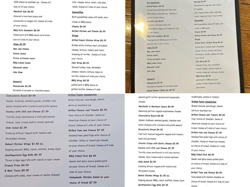 Rusty Barrel Saloon and Grub Menu