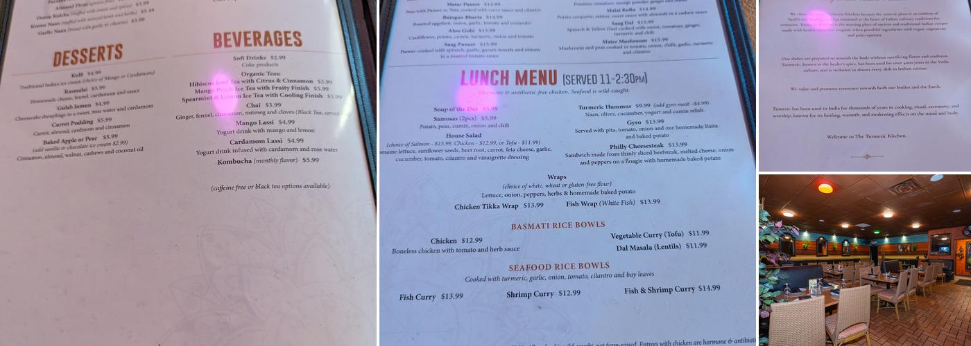 The Turmeric Kitchen Menu