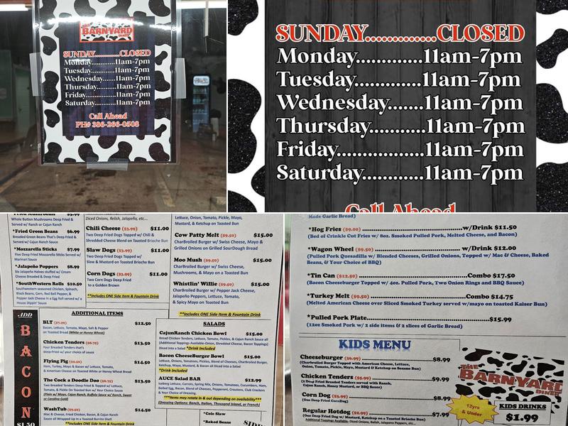 Barnyard Dinner Menu