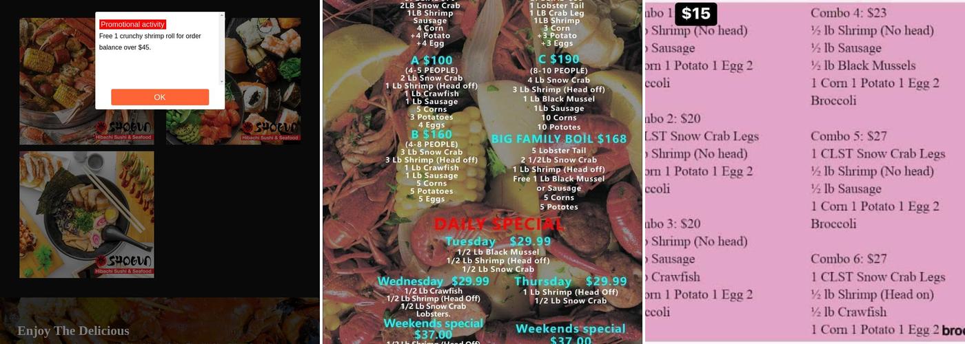 Shogun Hibachi Sushi &Seafood Menu