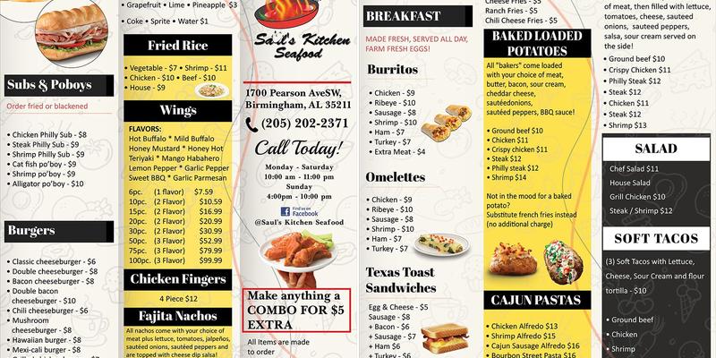 Saul's Kitchen & Seafood Menu