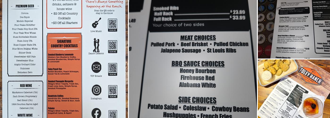 Foley Ranch Menu
