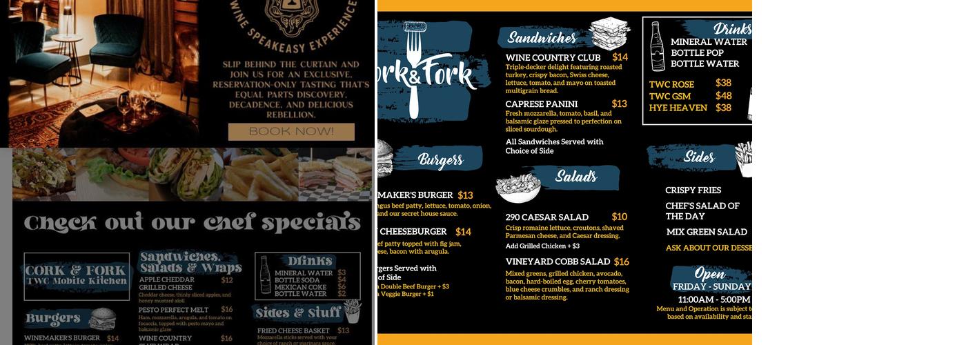 Cork & Fork Mobile Kitchen Menu