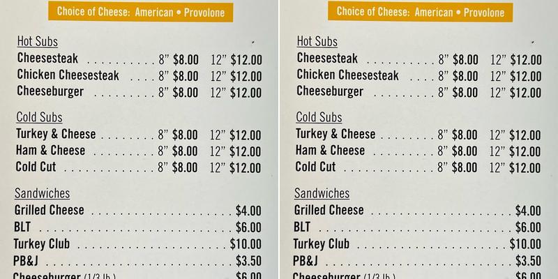 OC Sub Shack Menu