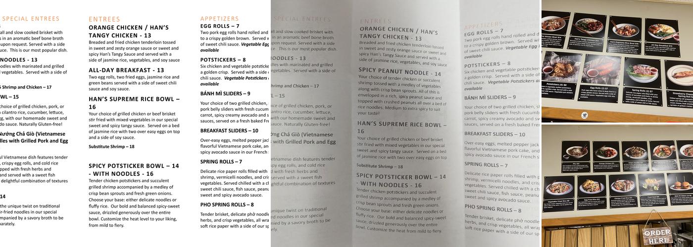 Han's Kitchen Menu