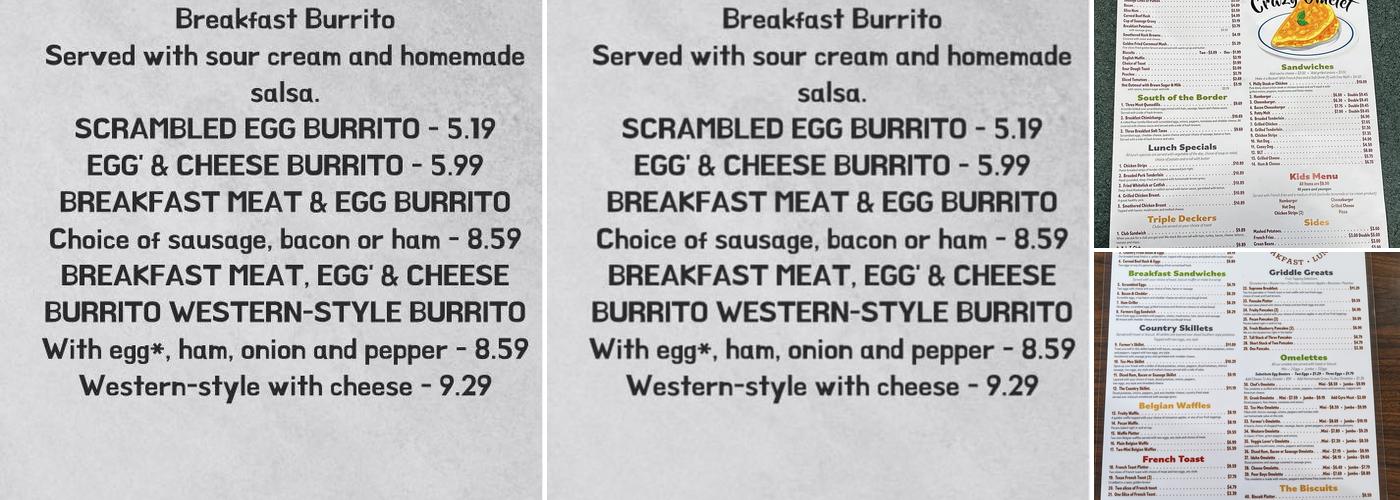 Crazy Omelette Menu