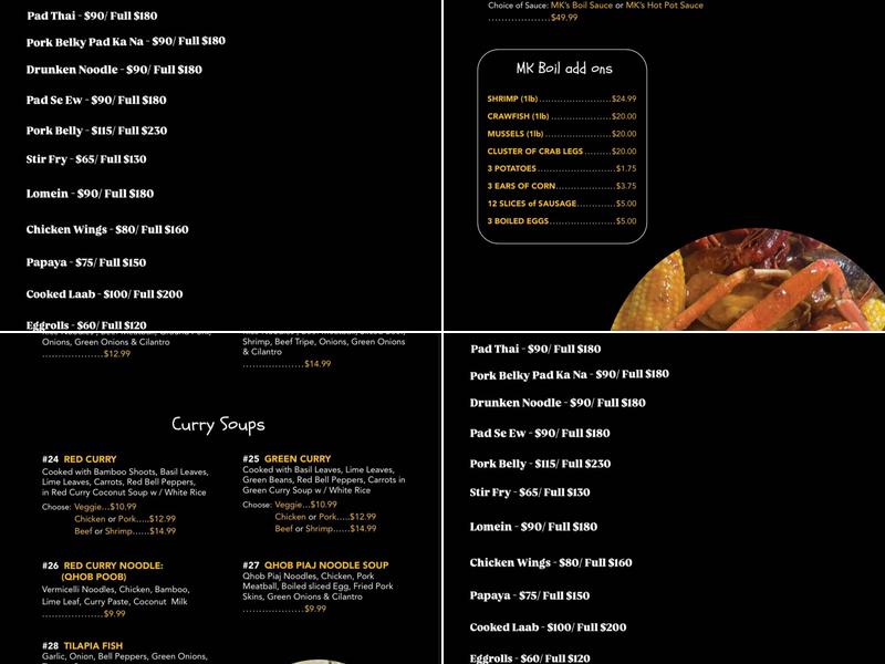 MK Eats Menu