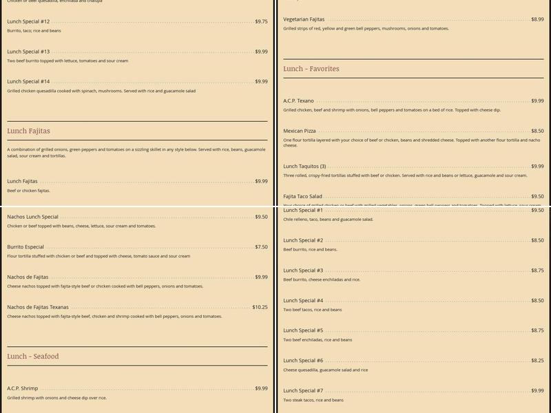 Los Tres Magueyes Menu