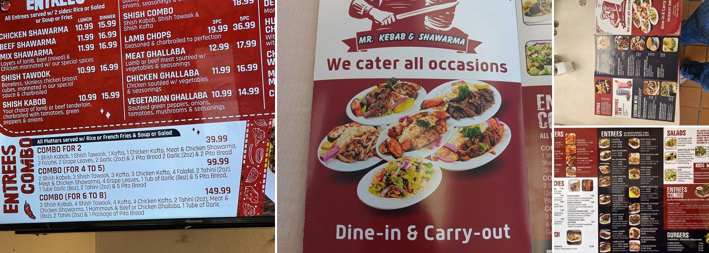 Mr Kebab & Shawarma Menu