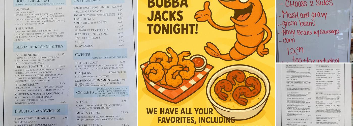 Bubba Jacks Menu