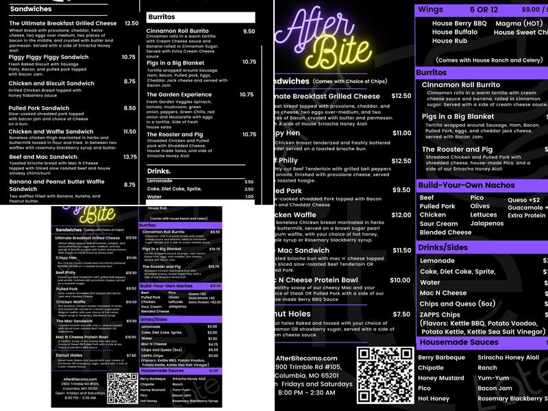 After Bite CoMo Menu