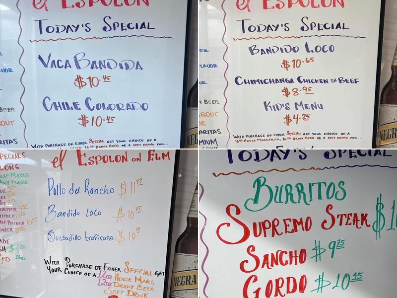 El Espolon Elm St Menu