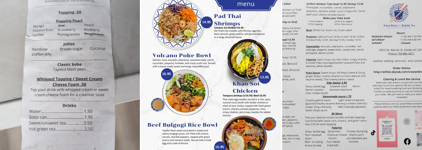 Asian Bistro & Bubble Tea Menu