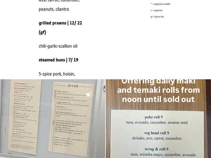 Scrag & Roe Menu