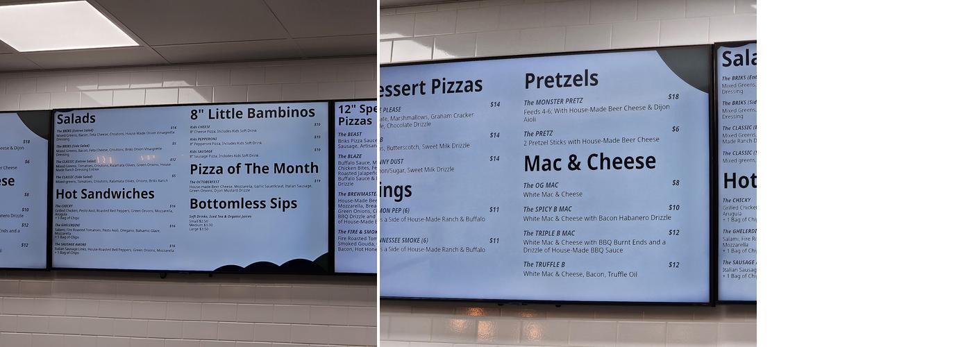 Briks Pizzeria Menu