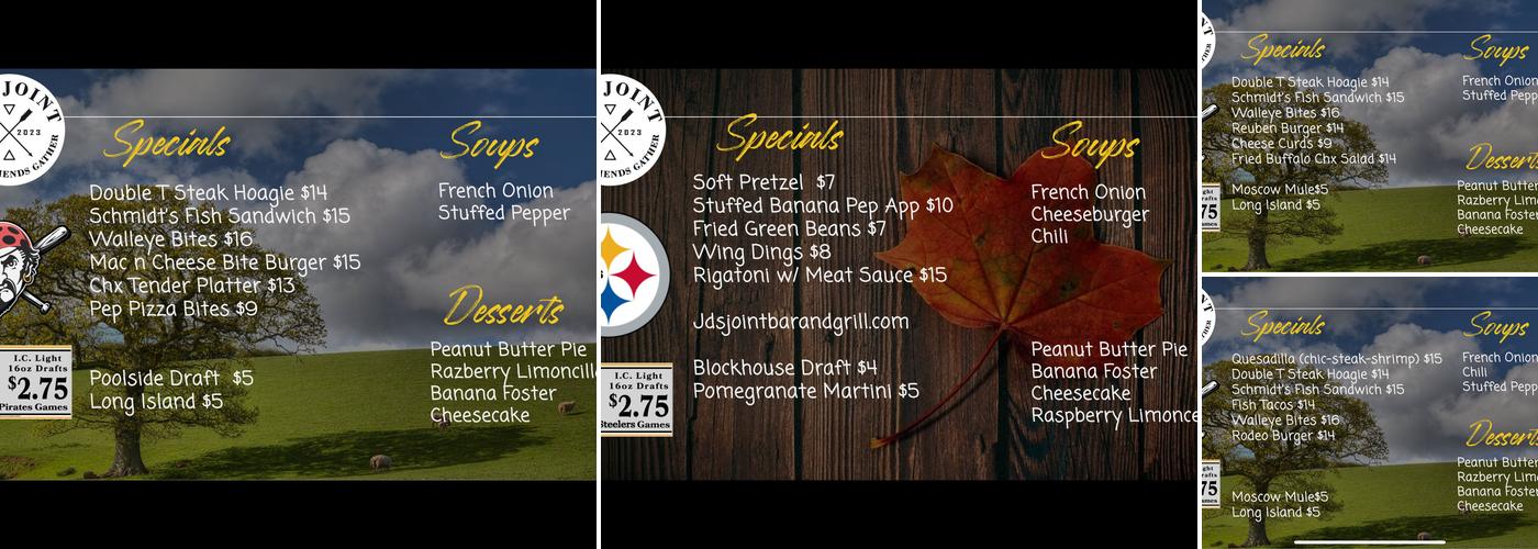 JD's Joint Menu