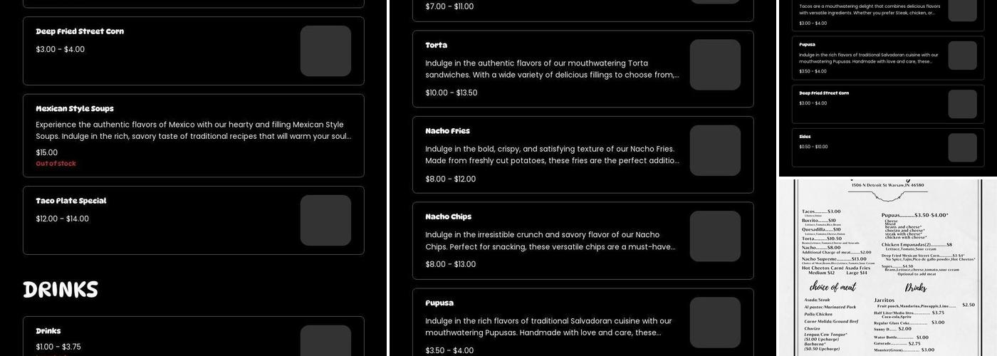 Taqueria Delgados (Rockbottom) Menu